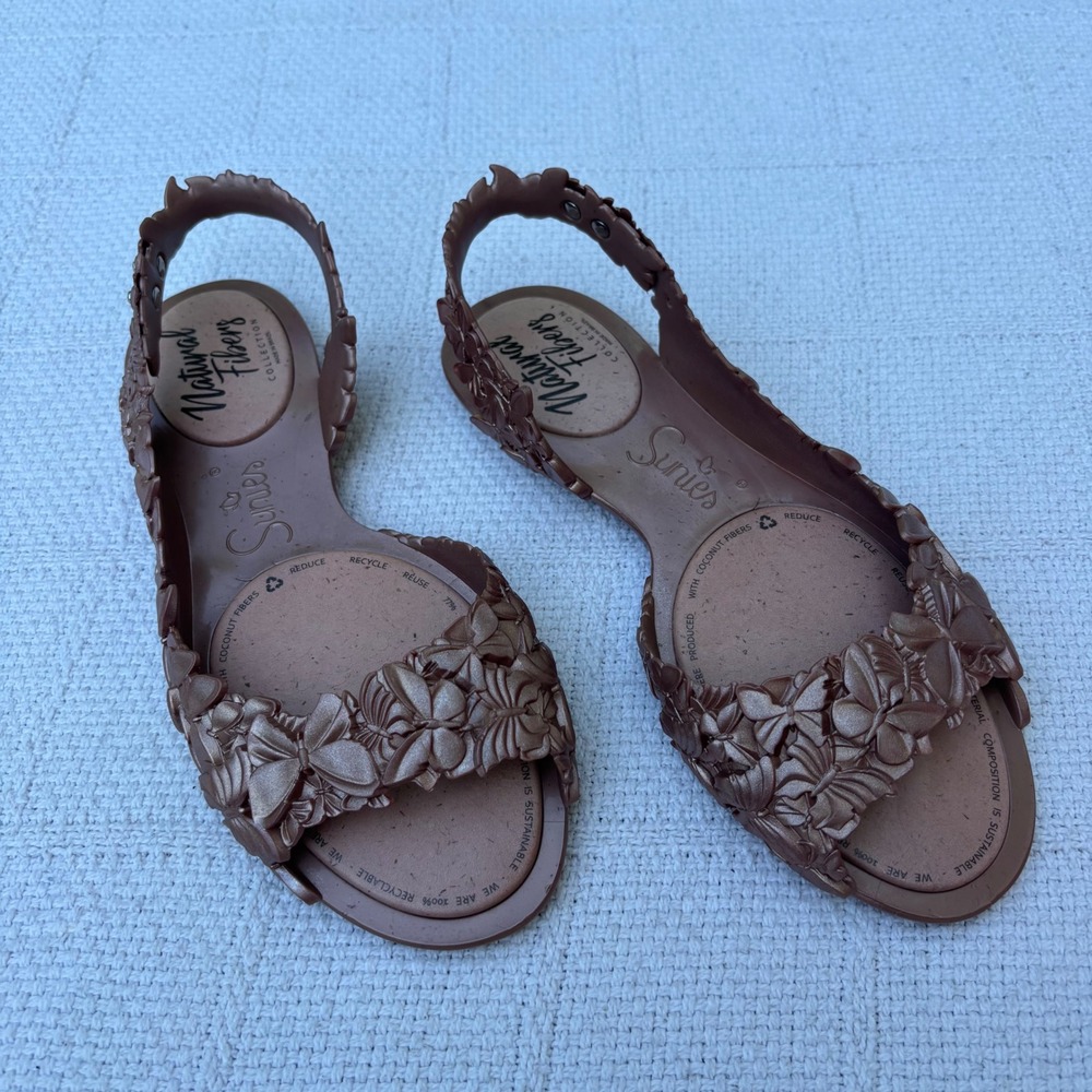 Women's 6 SUNIES Flexi Butterfly Natural Fibers Slingback Molded Sandals